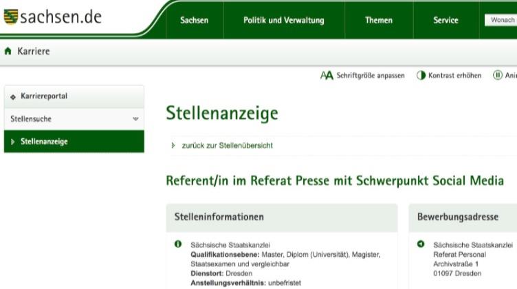 Screenshot https://www.karriere.sachsen.de