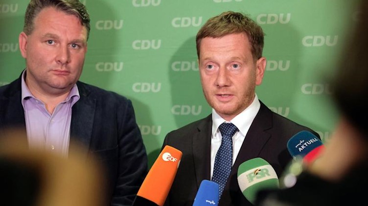Michael Kretschmer (r) und Christian Hartmann (beide CDU). Foto: Sebastian Willnow