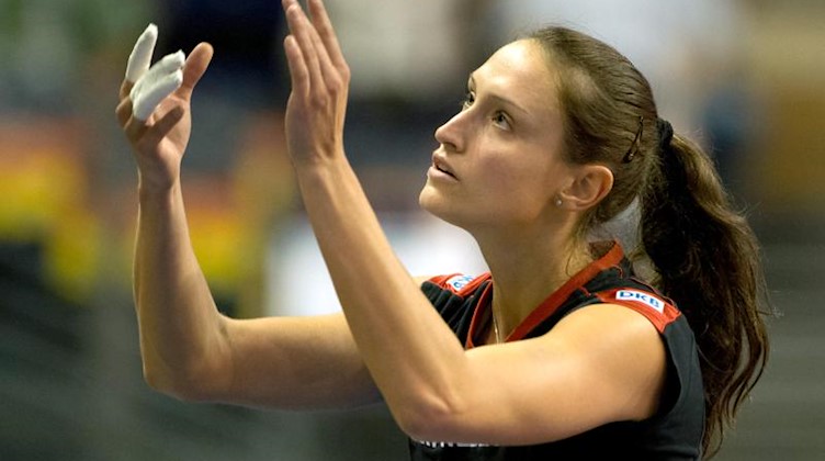 Christiane Fürst, hier noch als aktive Volleyballerin für die deutsche Nationalmannschaft. Foto: Soeren Stache/Archiv