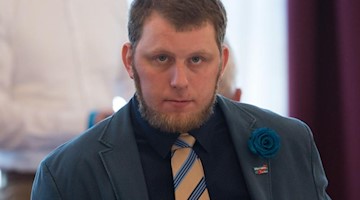 Benjamin Przybylla, damals AfD, ist neuer Chef von "Aufbruch deutscher Patrioten Mitteldeutschland" (ADMP). Foto: Sebastian Kahnert/Archiv