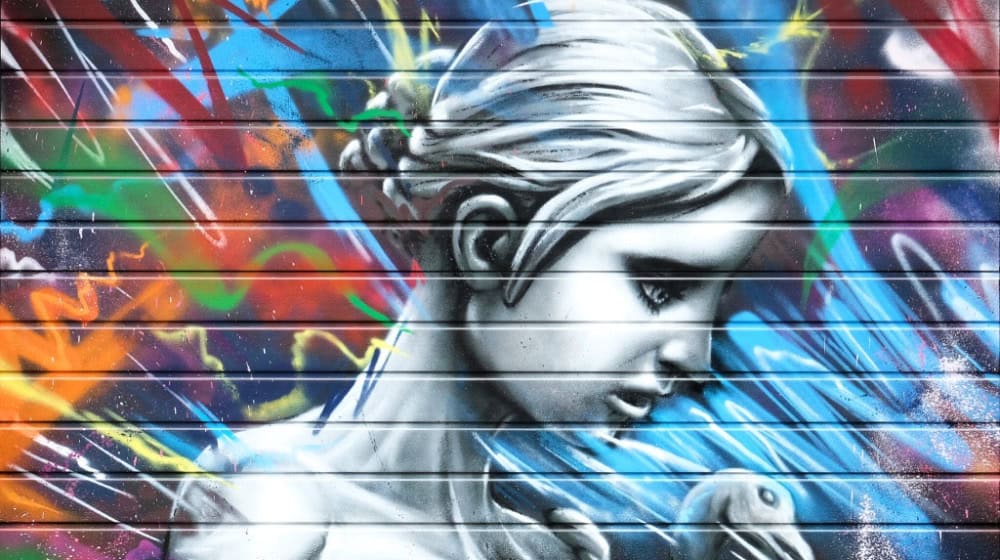 Street-Art in der City: Der Göttinger Graffiti-Künstler Malte Orth hat das Gänseliesel farbenfroh und kreativ auf einem Firmentor in der Innenstadt verewigt. Foto: Göttingen Marketing/Mischke