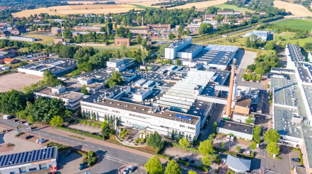 Blick aus der Luft auf die Firmenzentrale von Ottobock in Duderstadt. Foto Ottobock