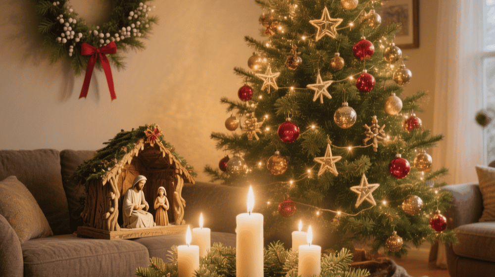 Viele unserer Weihnachtsrituale sind viel älter, als wir glauben. Vom immergrünen Baum über den Adventskranz bis zur Krippe oder dem Mistelzweig. Foto: KI generiert