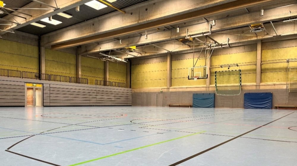 Die sanierte Großsporthalle der Beruflichen Schulen Eschwege nach Abschluss der Bauarbeiten. Foto: Werra-Meißner-Kreis