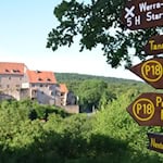 Blick auf die Tannenburg, Endpunkt des Werra-Burgen-Steigs Hessen. Copyright: Stefan Ley
