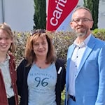 Über das gelungene Fest freuen sich (von links): Jannika Born (Caritas), Michaela Füllgrabe (Kreiswohnbau) und Bürgermeister Christopher Wagner. Fotocredit: Volker Bullwinkel / Caritas