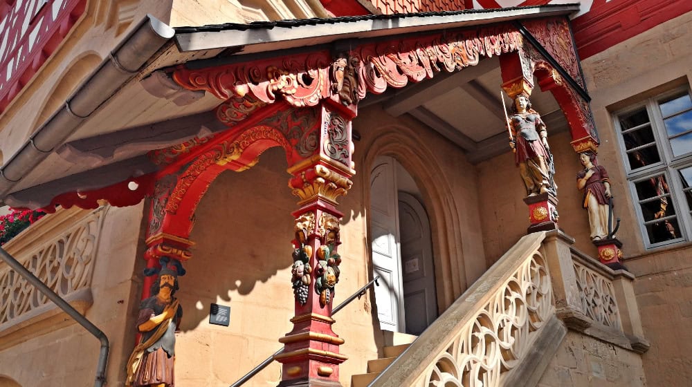 Die kunstvolle Barocktreppe am Duderstädter Rathaus (ny)