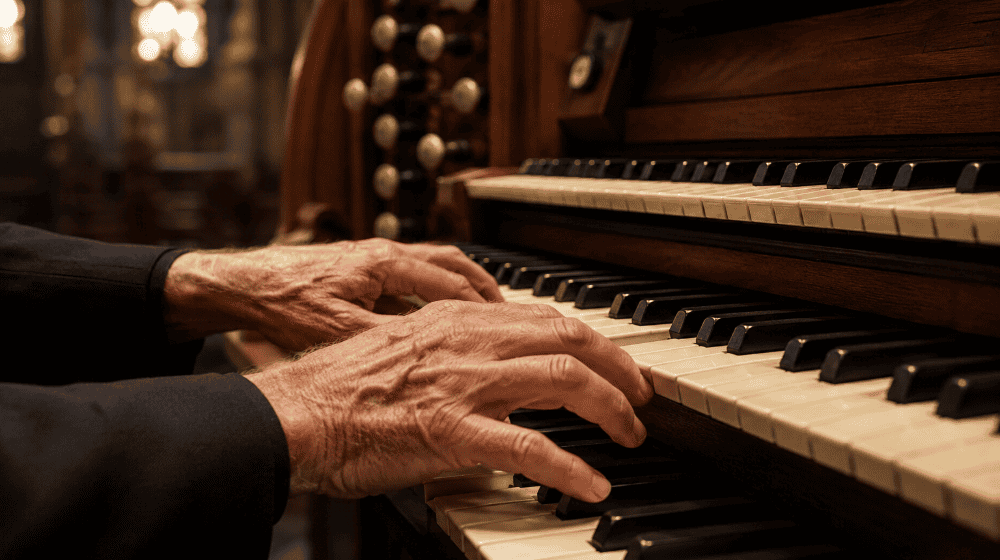 Organist Christian Möller gestaltet das siebte Konzert des Mündener Orgelsommers in St. Blasius und verbindet klassische Orgelliteratur mit eigenen Kompositionen und Improvisationen. Foto: KI generiert zur Veranschaulichung.