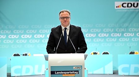 Mario Voigt, CDU-Landesvorsitzender, bei einem CDU-Parteitag in  Mühlhausen. / Foto: Martin Schutt/dpa