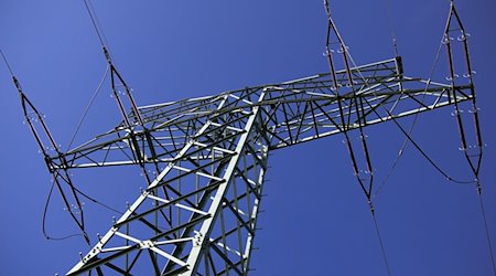 Ein Strommast vor blauem Himmel. / Foto: Soeren Stache/dpa-Zentralbild/dpa/Symbolbild