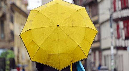 Eine Frau hält einen Regenschirm. / Foto: Martin Schutt/dpa