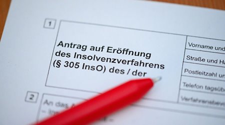 Ein Kugelschreiber liegt auf einem Antrag zur Eröffnung eines Insolvenzverfahrens. / Foto: Jonas Walzberg/dpa