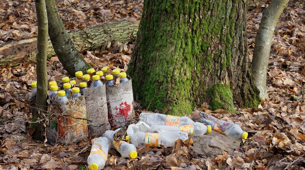 Leere Plastikflaschen liegen neben einem Baum. / Foto: Soeren Stache/dpa/Archiv