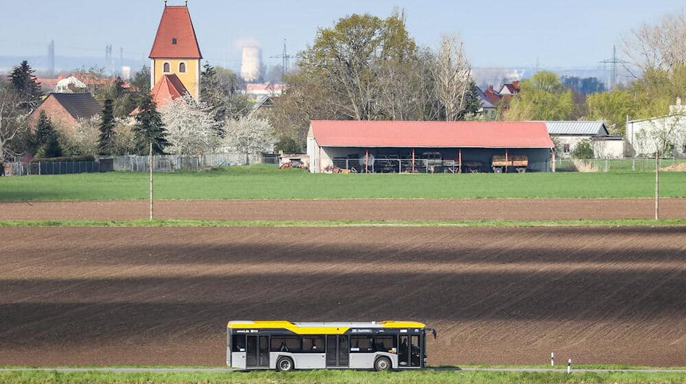 Ein Bus der Linie 130 fährt über eine Landstraße vor den Toren der Stadt. Die Leipziger Verkehrsbetriebe (LVB) betreiben nach eigenen Angaben 47 Buslinien und 13 Straßenbahnlinien in Leipzig und Umland. / Foto: Jan Woitas/dpa-Zentralbild/dpa