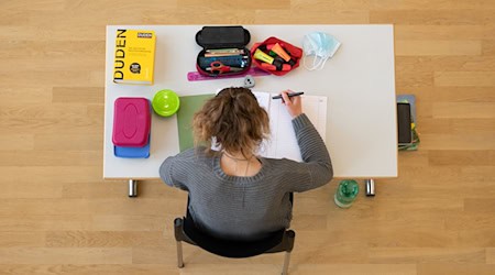 Eine Schülerin sitzt während der Abiturprüfung im Fach Biologie auf ihrem Platz. / Foto: Sebastian Kahnert/dpa-Zentralbild/dpa