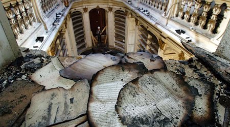 Bücher und andere Kulturschätze wurden bei dem Feuer zerstört. (Archivbild) / Foto: Martin Schutt/dpa