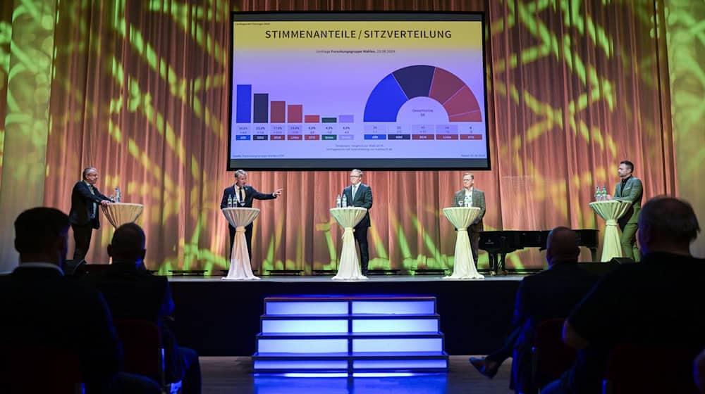 Schlagabtausch der Spitzenkandidaten von CDU, Linke und AfD in Suhl / Foto: Hannes P. Albert/dpa