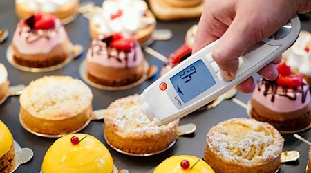 Auf die richtige Kühlung kommt es an: Lebensmittelkontrolle in einer Patisserie. (Symbolfoto) / Foto: Uwe Anspach/dpa