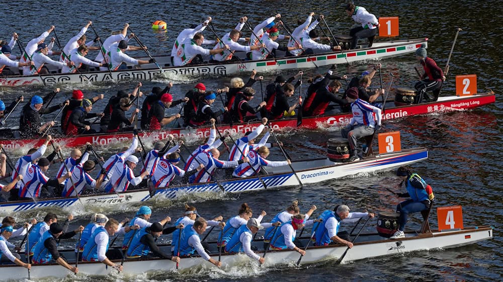 Beim Drachenbootrennen auf der Bleilochtalsperre kam es zu einem Todesfall.  / Foto: Michael Reichel/dpa