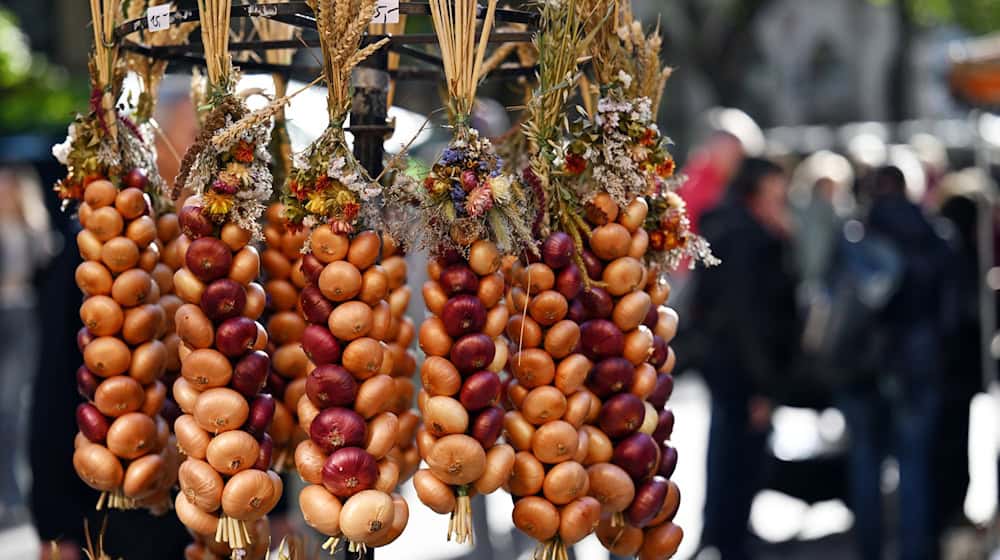 Der Weimarer Zwiebelmarkt hat am Wochenende Hunderttausende Menschen in die Klassikstadt gezogen.  / Foto: Martin Schutt/dpa