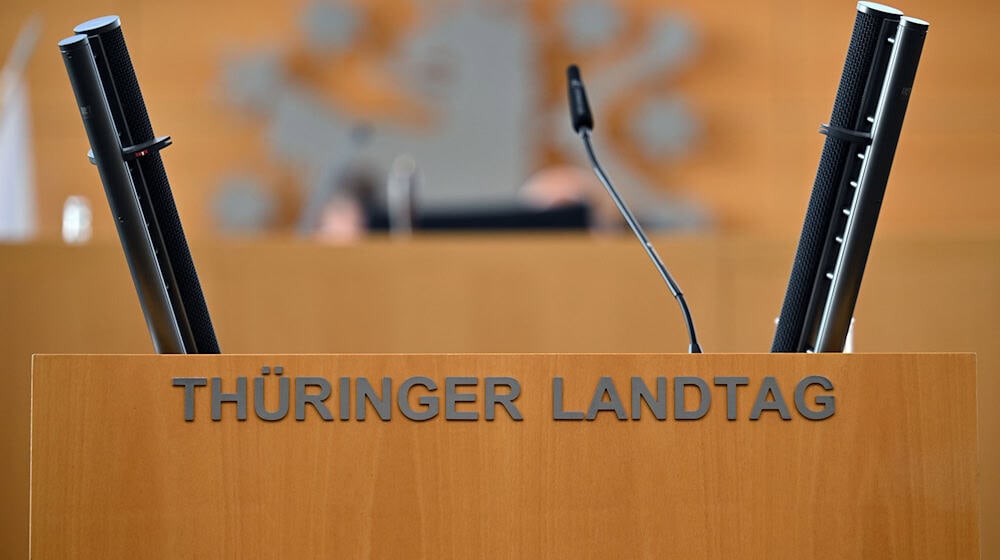 Im Thüringer Landtag diskutieren die Fraktionen über ein mögliches AfD-Verbotsverfahren. (Archivbild) / Foto: Martin Schutt/dpa
