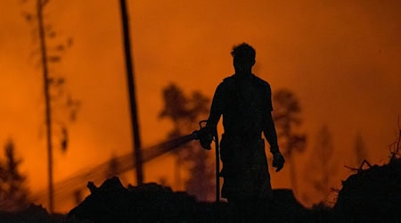 Bei Großbränden in unwegsamem Gelände wie dem jüngsten Waldbrand auf der Saalfelder Höhe wird die Versorgung mit Löschwasser mitunter zur Herausforderung. / Foto: Daniel Vogl/dpa