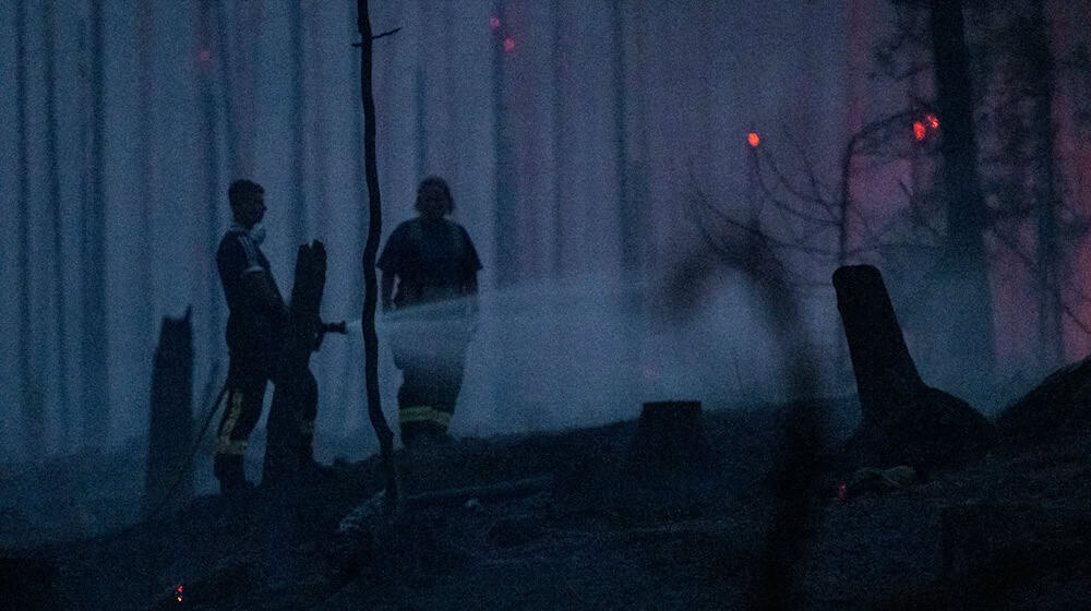 Dutzende Einsatzkräfte der Feuerwehr, des Technischen Hilfswerkes sowie des Katastrophenschutzes kämpfen unermüdlich gegen den Brand in Thüringen. (Archivbild) / Foto: Daniel Vogl/dpa