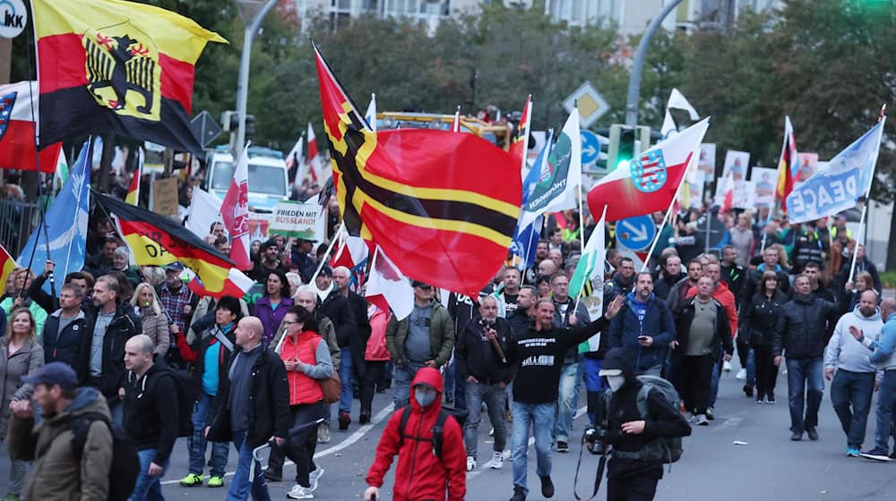 In der Vergangenheit wurde etwa bei Demonstrationen gegen Maßnahmen in der Corona-Pandemie staatliche Symbole in verunglimpfender Weise genutzt. (Archivbild)  / Foto: Bodo Schackow/dpa