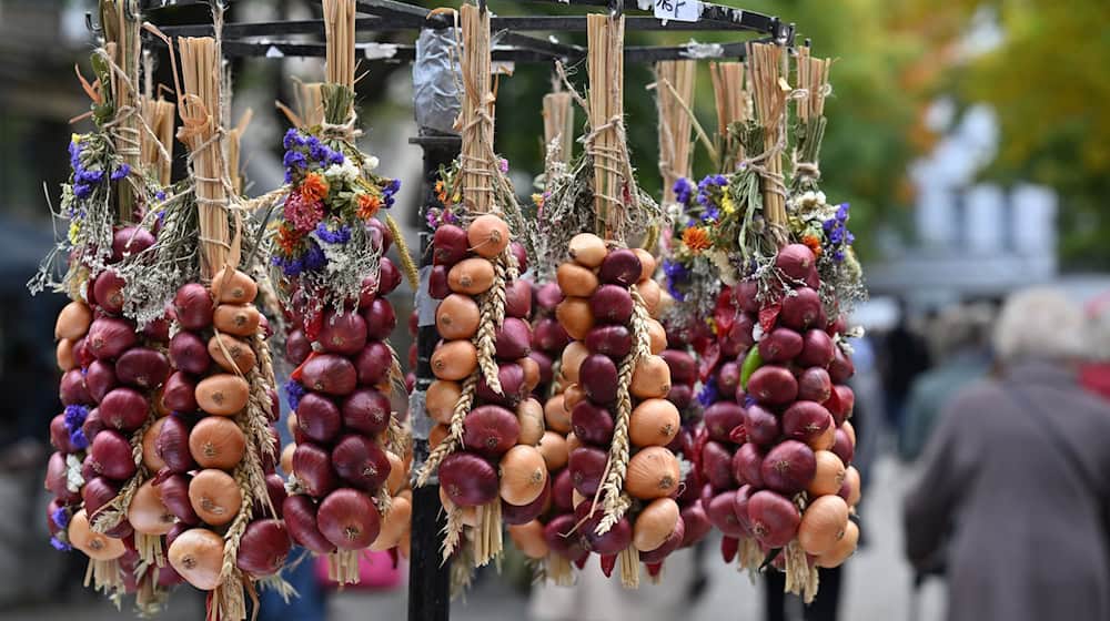 Der 372. Weimarer Zwiebelmarkt ist Geschichte.   / Foto: Martin Schutt/dpa