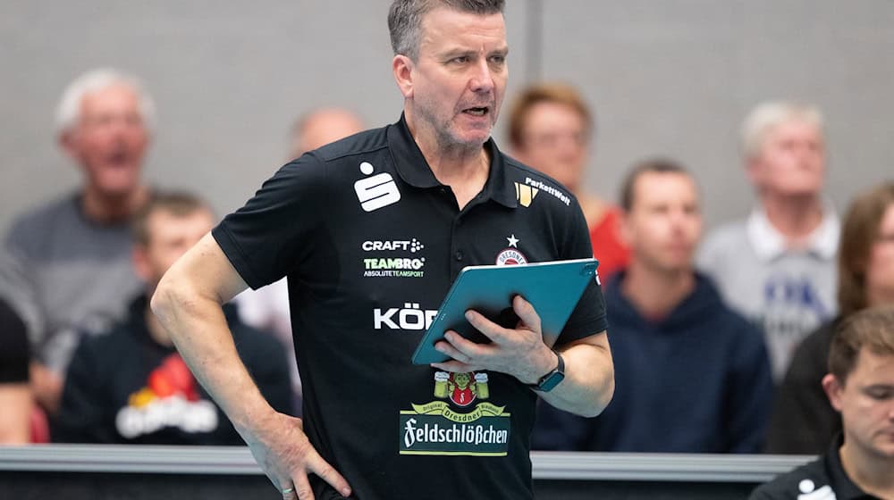 Dresdens Trainer Alexander Waibl erlebte ein Auf und Ab seiner Mannschaft / Foto: Sebastian Kahnert/dpa