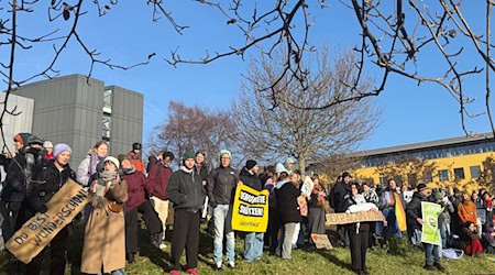 Rund 200 Menschen demonstrierten gegen Friedrich Merz (CDU).  / Foto: Stefan Hantzschmann/dpa