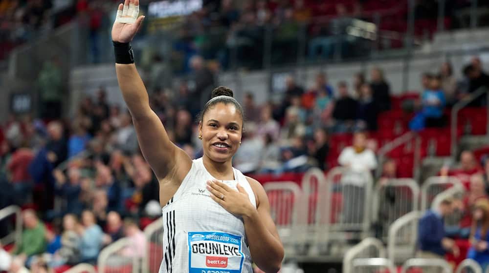 Kugelstoßerin Yemisi Ogunleye gewinnt in Nordhausen. (Archivbild) / Foto: Bernd Thissen/dpa