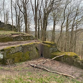 An den Überresten der mittelalterlichen Burganlage Metilstein nahe der Wartburg bei Eisenach hat ein Mann mehrere Wochen lang unerlaubt Grabungen durchgeführt. / Foto: A. Humme/TLDA, Weimar/dpa
