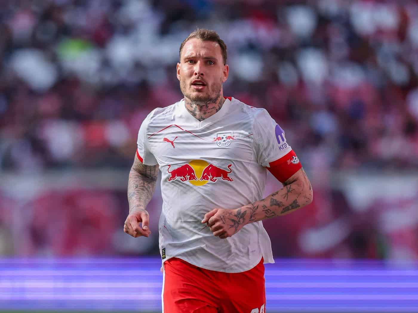  Kapitän und Verteidiger David Raum von RB Leipzig fällt gegen Union verletzt aus. (Archivbild) / Foto: Jan Woitas/dpa