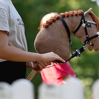 Beim Hobby Horsing werden Elemente aus dem Pferdesport, zum Beispiel aus Dressur- oder Springreiten, mit einem Steckenpferd nachgestellt. Ursprünglich kommt die Sportart aus Finnland. (Symbolbild) / Foto: Carla Benkö/dpa
