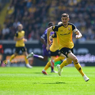 Startelf-Einsatz unwahrscheinlich: Dynamos Stefan Kutschke beendet seine Karriere. (Archivbild). / Foto: Robert Michael/dpa