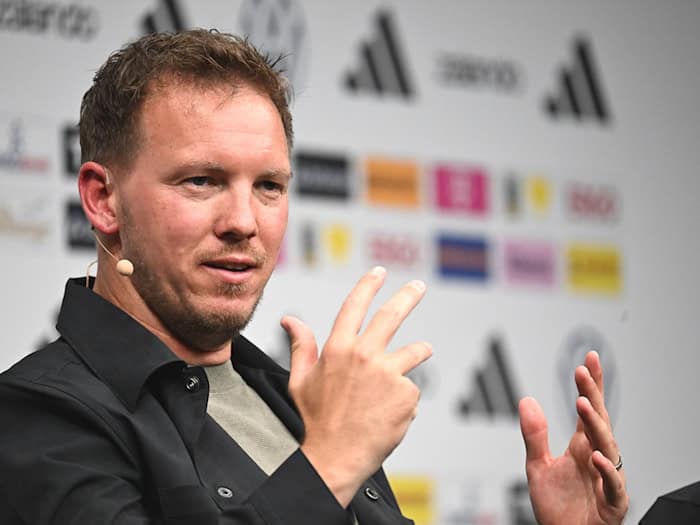 Julian Nagelsmann bei der Kaderpräsentation.  / Foto: Federico Gambarini/dpa