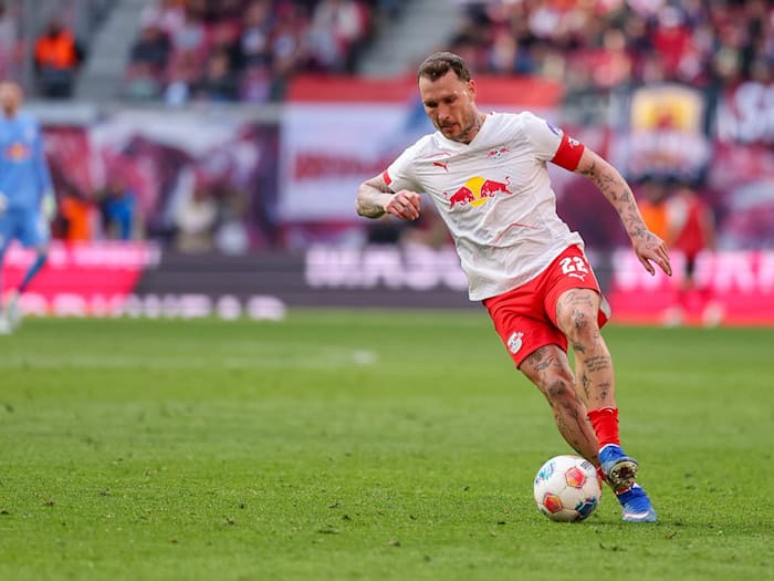 David Raum geht bei RB Leipzig in sein letztes Vertragsjahr. (Archivbild) / Foto: Jan Woitas/dpa