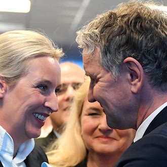 Wie groß ist der Einfluss des Thüringer AfD-Chefs Björn Höcke in die Bundespartei mit Alice Weidel und Tino Chrupalla an der Spitze? (Archivbild) / Foto: Sören Stache/dpa-Pool/dpa