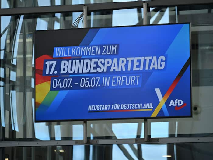 Die AfD trifft sich in der Messe Erfurt. / Foto: Martin Schutt/dpa