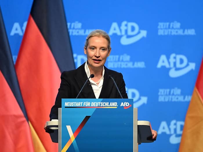 Die AfD-Vorsitzende Alice Weidel, bat die Antragsteller, auf den Antrag zur Änderung der Unvereinbarkeitsliste der Partei zurückzuziehen.  / Foto: Katharina Kausche/dpa
