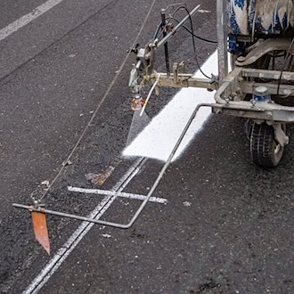 Umleitung auf der A71 - Markierungsarbeiten