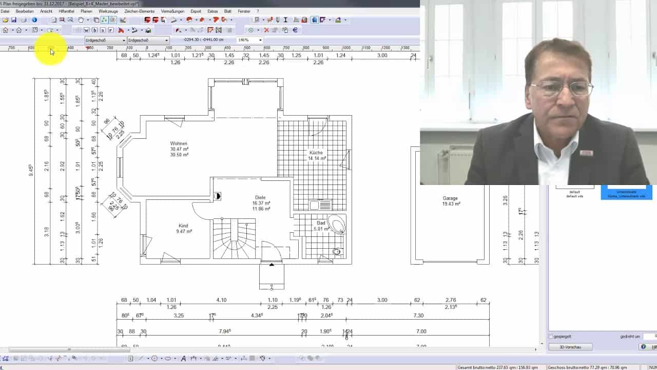 Linienstärken in Grundriss und Schnitt