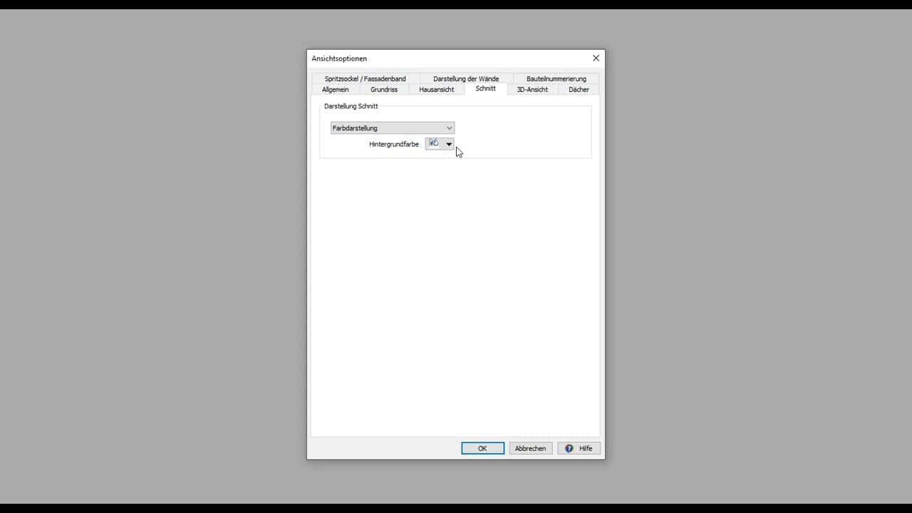 Vi - Grundeinstellungen Ansichtsoptionen Schnitte
