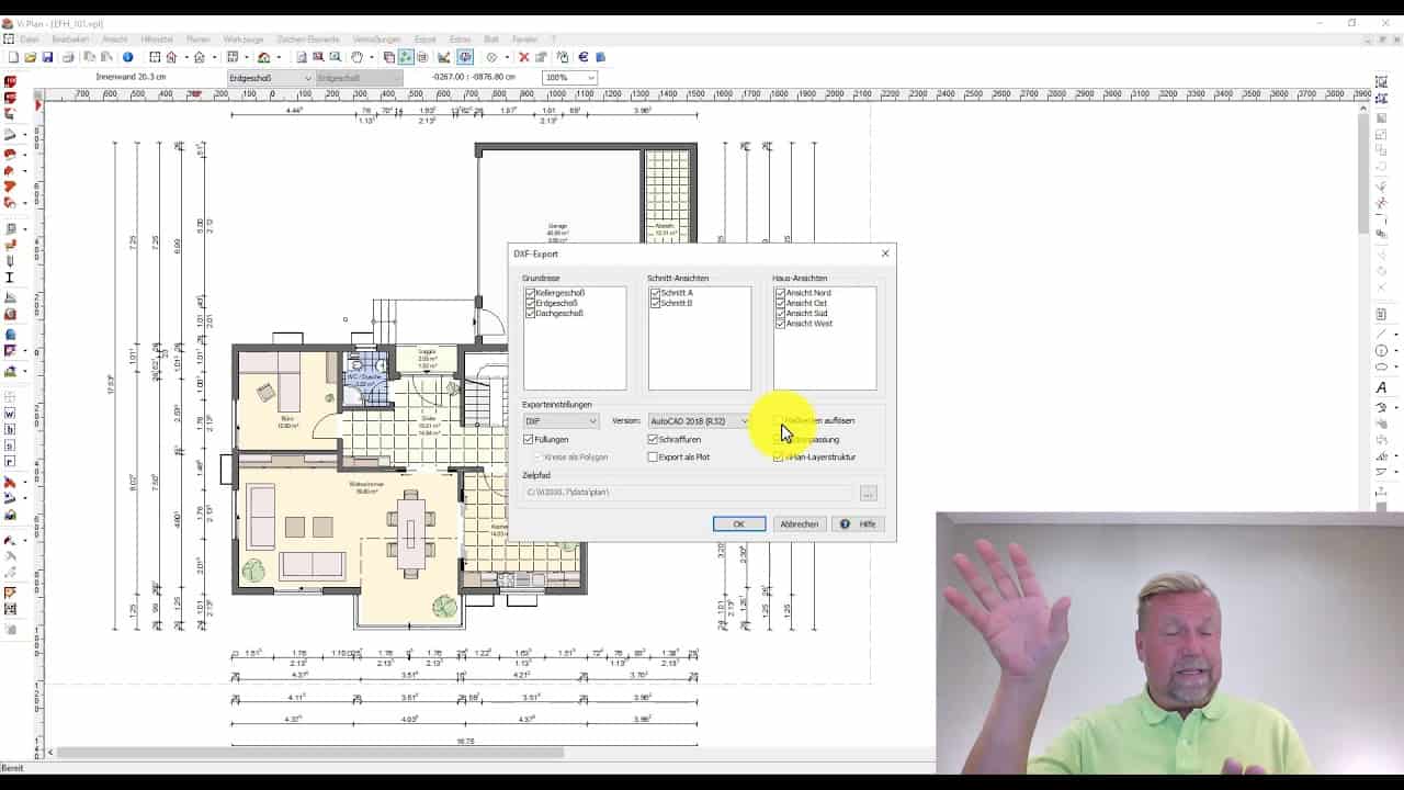 Vi - Version 24 - DXF-DWG Export für alle Ansichten, Grundrisse und Schnitte