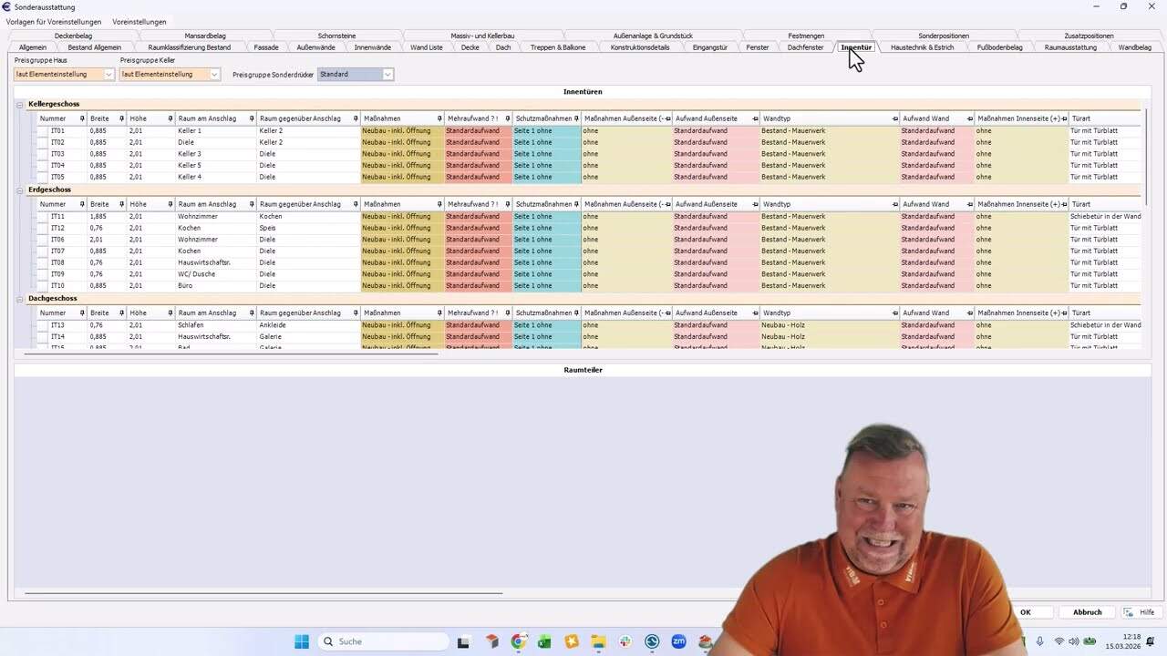 Sonderausstattung - Bauen im Bestand - Elementlisten und Inhalte Teil 1