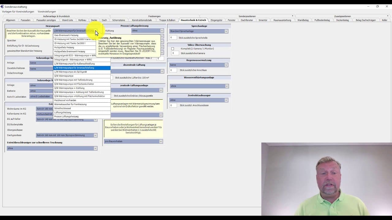 Sonderausstattung - Haustechnik - Estrich