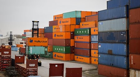 Zahlreiche Container verschiedener Reedereien sind auf einem Lagerplatz im Hamburger Hafen zu sehen. / Foto: Christian Charisius/dpa