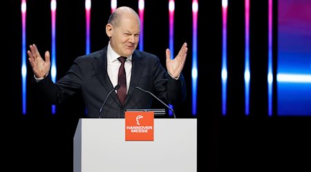 Bundeskanzler Olaf Scholz (SPD) spricht bei der Eröffnungsfeier der Hannover Messe im Hannover Congress Centrum (HCC). / Foto: Michael Matthey/dpa