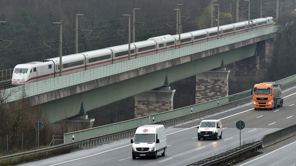 Ein ICE fährt über die Werratalbrücke. / Foto: Uwe Zucchi/dpa/Archivbild